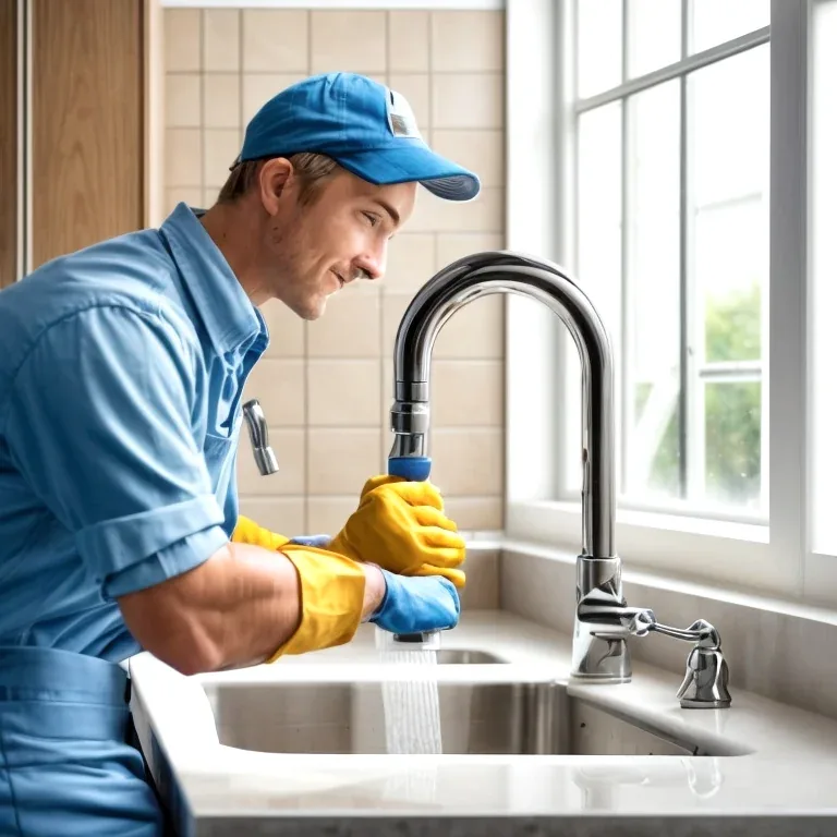 Técnico revisando un grifo en cocina